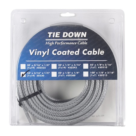 Tie Down Engineering Tie Down Engineering Vinyl Coated Galvanized Steel 3/16 in. D X 50 ft. L Aircraft Cable 50230